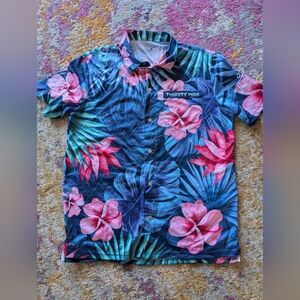 Thirsty Pigs Aloha Floral Button-Up Cycling Shirt